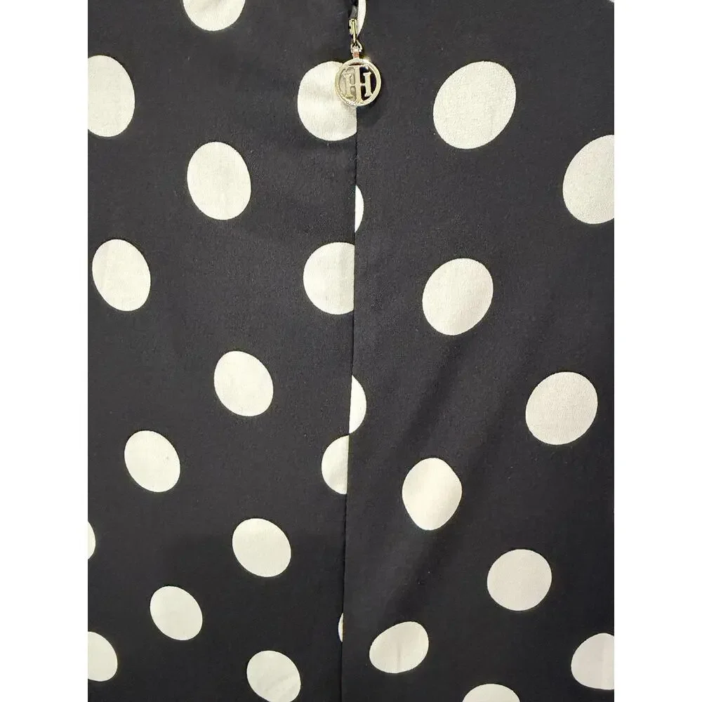 ✨ TOMMY HILFIGER Polka Dot Bell Sleeve Sheath Dress 10 EUC 👗 - Picture 4 of 7
